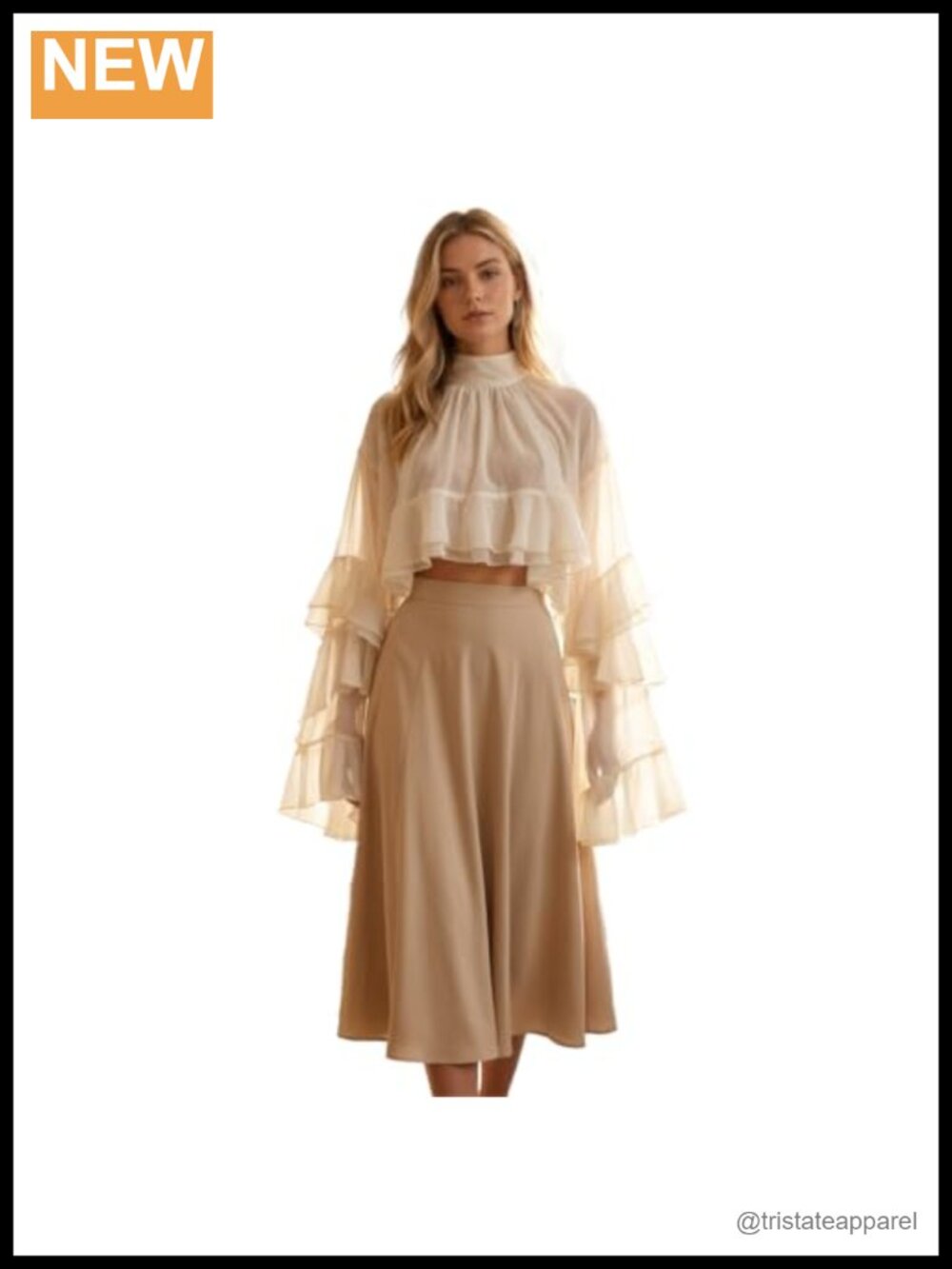 Sheer Mesh Chiffon Ruffle Blouse Women Flounce Lace Long Sleeve High Neck Loose